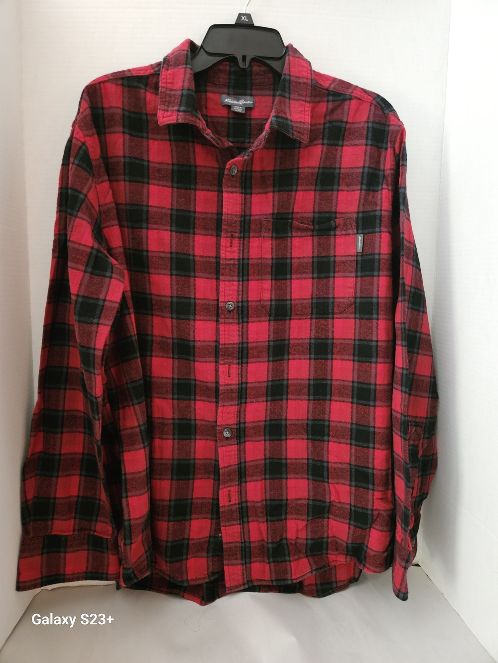 Eddie Bauer Red and Black Plaid Button-Down Shirt